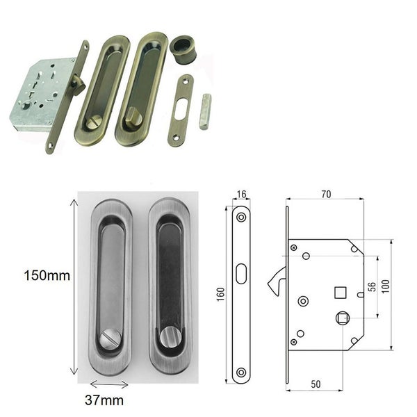 Oval Sliding Door Handle + Hook Lock Body + Small Knob Handle Carousel 2