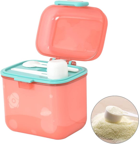 Pink 480ml Milk Powder Dispenser Milk Powder Storage Box With Spoon And Fork Carousel 1