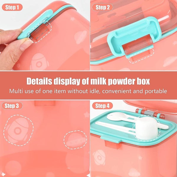 Pink 480ml Milk Powder Dispenser Milk Powder Storage Box With Spoon And Fork Carousel 5