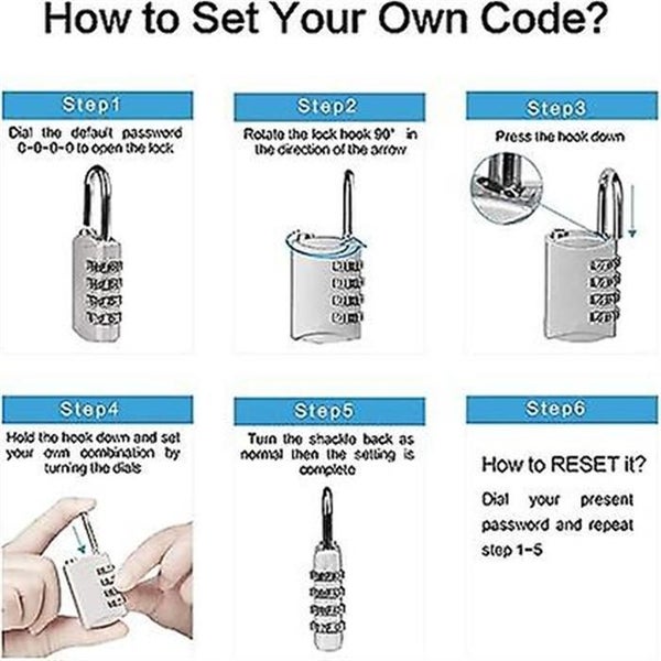 Combination Padlocks [2-pack Silver] 4-digit Security Padlocks School Gym S Carousel 2