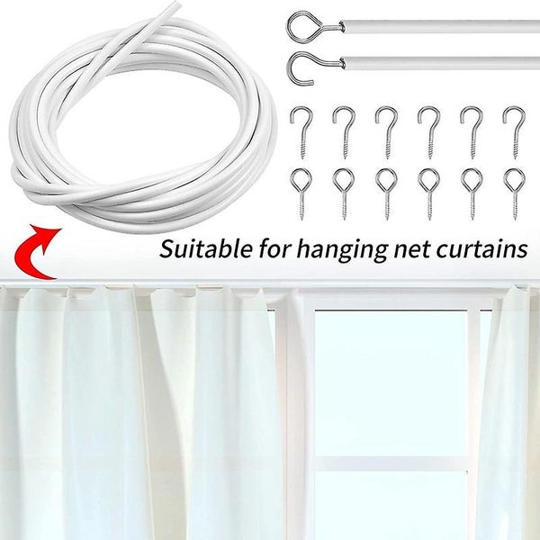 Net Curtain Wire 10m Curtain Wire White Curtain Wire With Curtain Hooks And Ey Carousel 2
