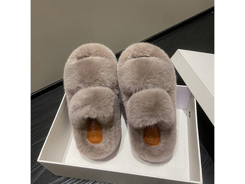 Summer Home Furry Fur Slides Plush Slippers Fluffy Flip Flops Luxury Slip On Carousel 1