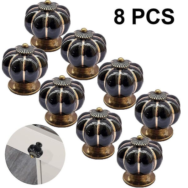 8pcs Round Ceramic Pumpkin Cabinet And Furniture Knobs Pulls Chrome Finished B Carousel 1