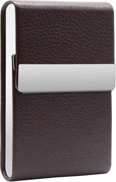 Brown Metal Cigarette Case Pu Leather Cigarette Case Thin Cigarette Case Men Carousel 1