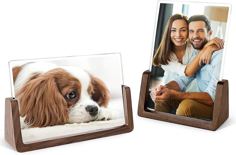 2pcs Picture Frame Rustic Wooden Photo Frames With Walnut Wood Base And High64167831962499111