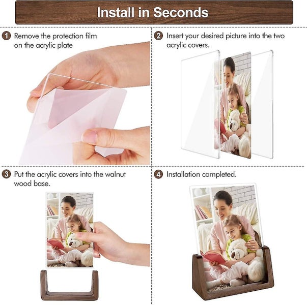 2pcs Picture Frame Rustic Wooden Photo Frames With Walnut Wood Base And High64167831962499112