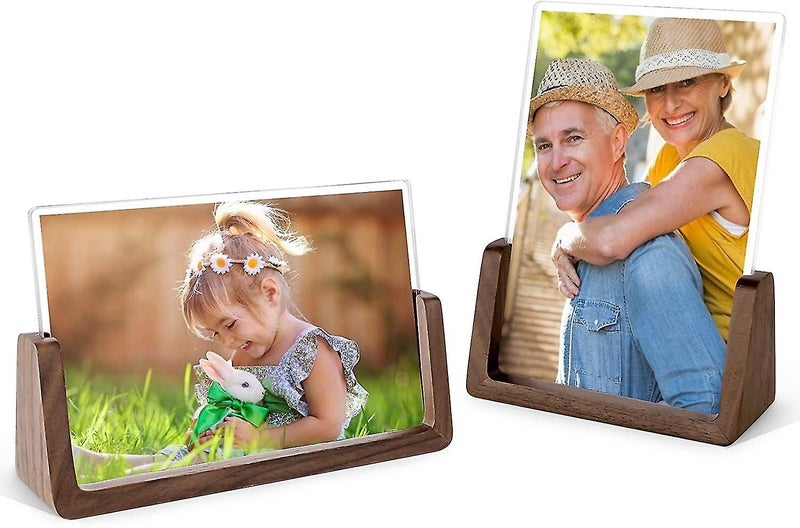 2pcs Picture Frame Rustic Wooden Photo Frames With Walnut Wood Base And High64167831962499114