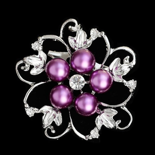Brooch Pins Faux Pearl Brooches Round Shape Flower Pin Scarf Brooch-white Carousel 5