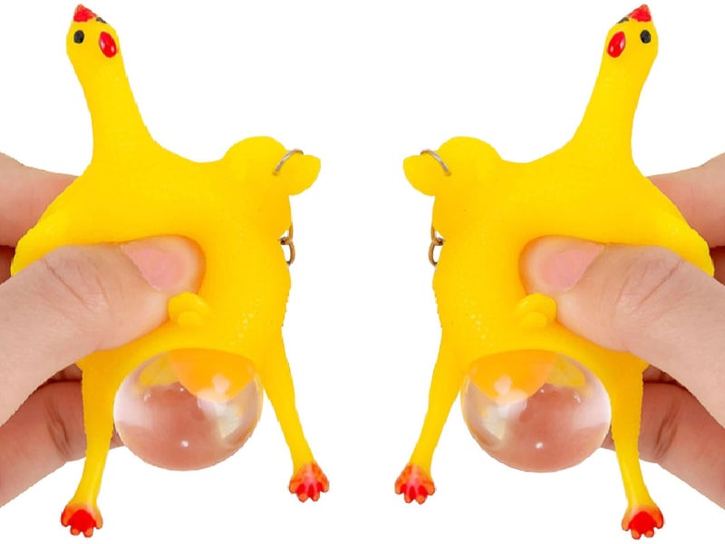 2 Pack Keychain Laying Hen Hen Stress Relief Soft Toy Chick Laying Hen Squeeze Carousel 1