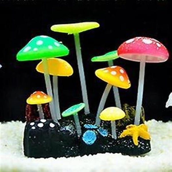 Colorful Mushroom Lighting Effect Artificial Mushroom Aquarium Plant Decorati Carousel 1