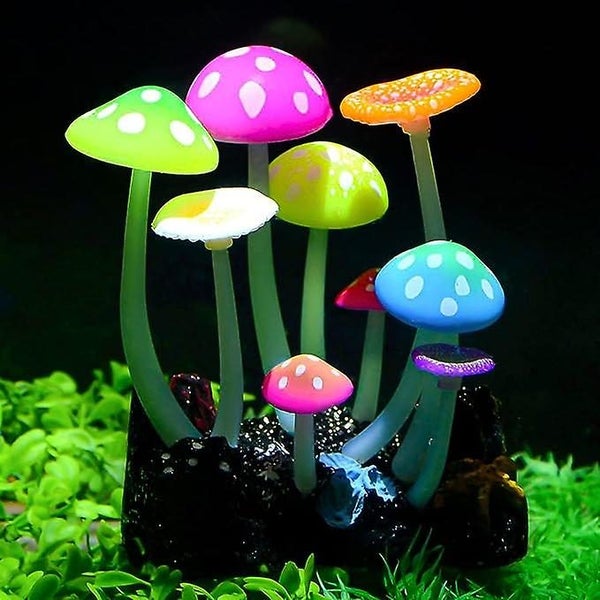 Colorful Mushroom Lighting Effect Artificial Mushroom Aquarium Plant Decorati Carousel 5