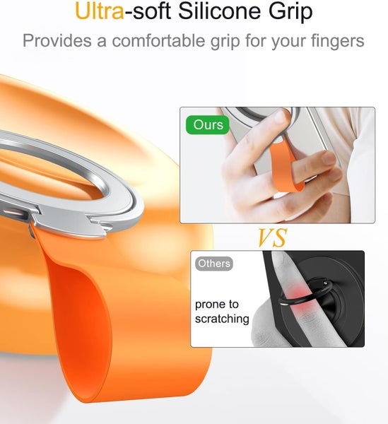 Magnetic Ring Holder With Finger Loop Compatible MagSafe iPhone-Silver Carousel 6