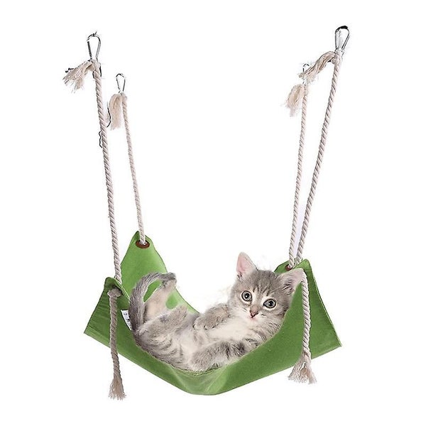 2pcs Green Cat Hammock Hanging Cage Swing Kitty Nest Hanging Bed Sleeping Bed Carousel 5