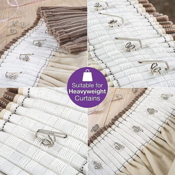Heavy Duty Metal Curtain Hooks 50 Pack Curtains Drapes Pencil Pleats Carousel 2