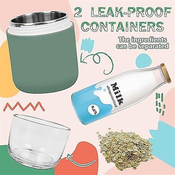 Insulated Yogurt Container green 700ml Meal Cereal Cup Instant Breakfast C64481365328770114