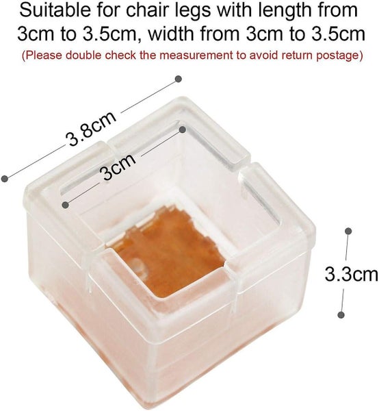 Silicone Chair Caps Feet Pads 20pcsTransparent square/3-3.5cm Square Tabl Carousel 5