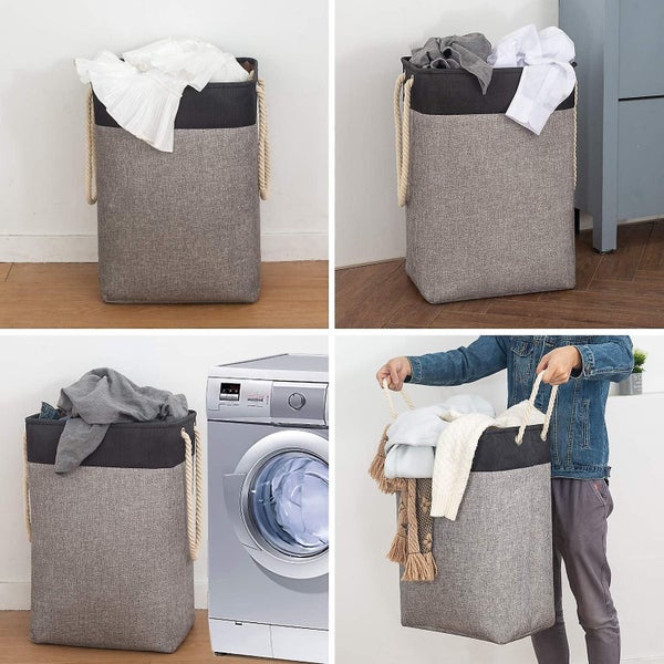 78l 60 X 42 X 31cm Black+grey Large Laundry Hamper Foldable Laundry Bag With Carousel 2