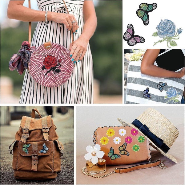 16 Pieces Flower Embroidery Iron-on Patch Butterfly Embroidery Sticker Iron O Carousel 5