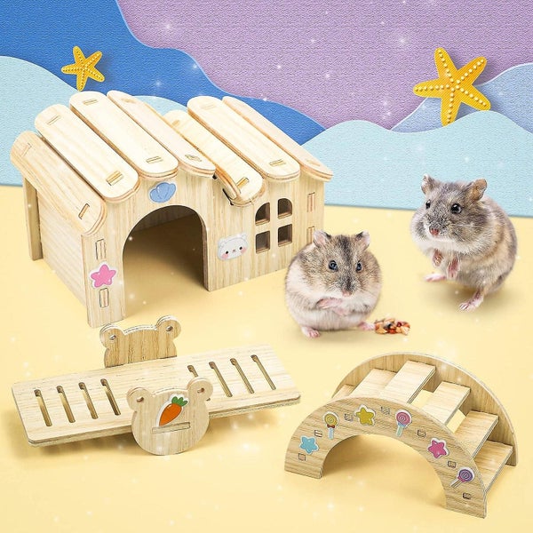 5 Pack Wooden Hamster Toyshideout For Housediyswing And Training Toycagep Carousel 5