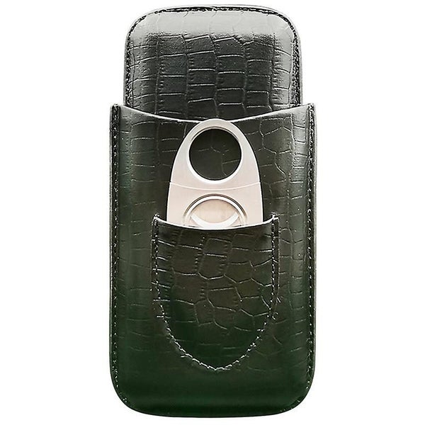 Leather Cigar Case Travel Humidor For 3 Cigars With Cigar Cutter Carousel 4