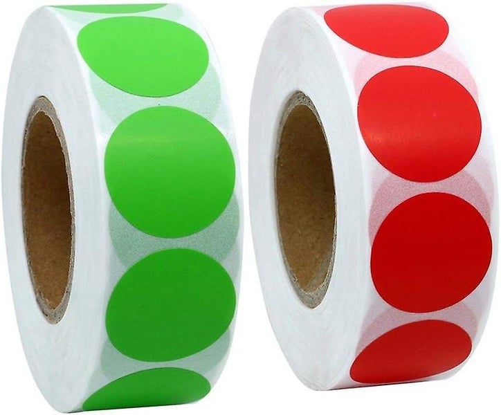 Dotted Labels 25mm Self-adhesive Natural Paper 2 Rolls Green + Red Carousel 1