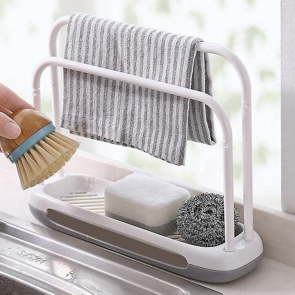 Gray Kitchen Tea Towels Storage Organizer Holder Brush Sponge Organizer Sink T Carousel 2