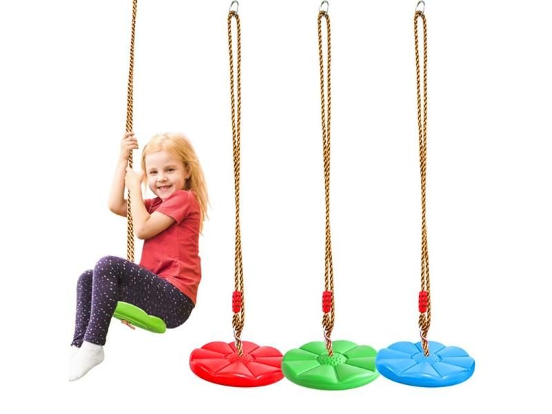Indoor Outdoor Children's Swing With Height Adjustable Ropes Carousel 2