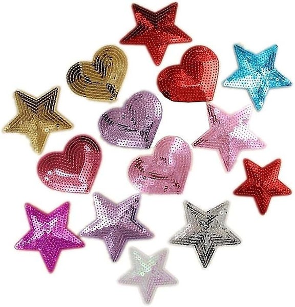 pack Of 5 Heart Shaped Sequin Iron With Embroidered Edges And Diy Set Pants Carousel 5