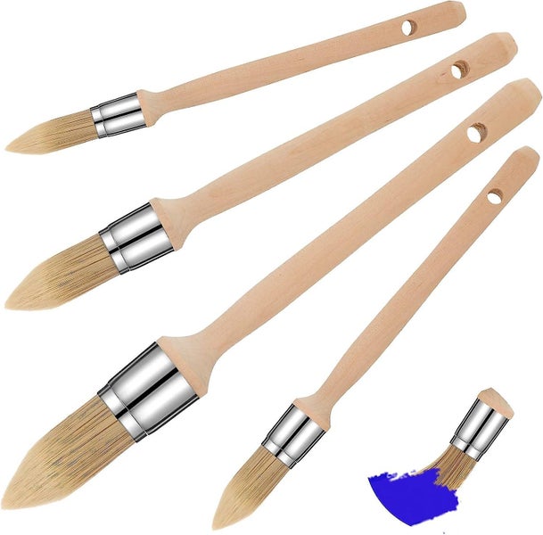 4-piece Decorative Paint Brush Edge Painting Tool With Wooden Handlepainting T