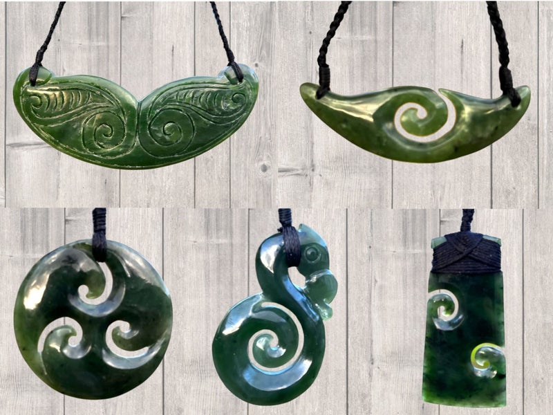 Greenstone Nephrite Jade Breastplate / Koru / Twist / Toki Manaia Carousel 1