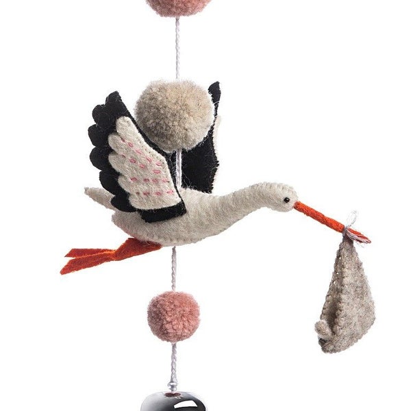 Pom Pom Mobile - Eli Stork Pink Carousel 1