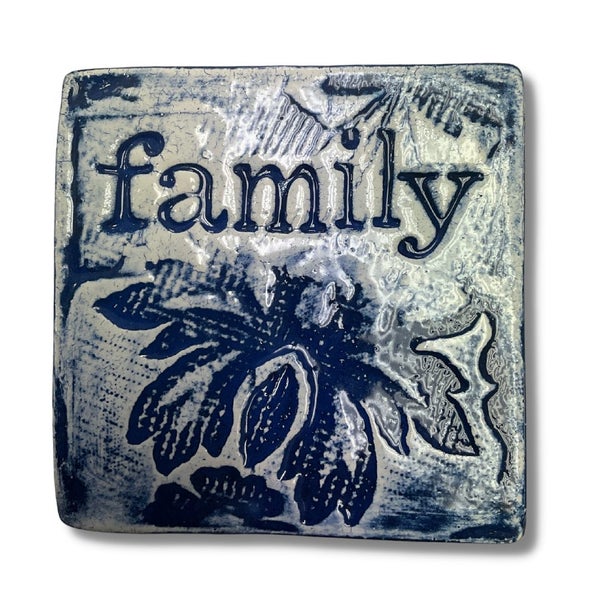 Family Blue Square Ceramic Tile Carousel 1