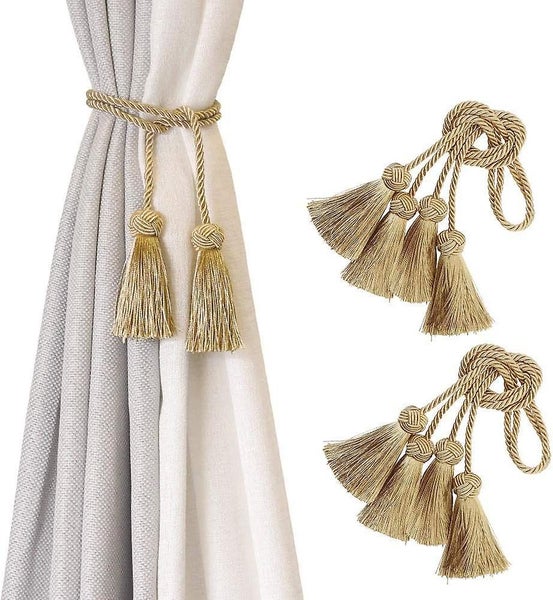 Set Of 4 Handmade Curtain Tiebacks Decorative Curtain Tiebacks With Tassel go Carousel 1