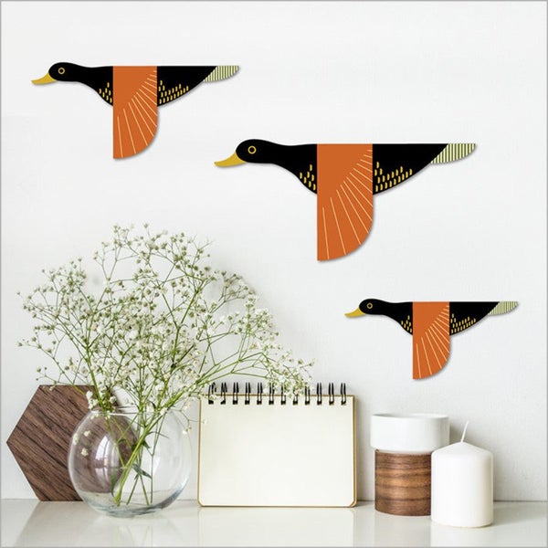 Folk Duck Bird Wall Set Carousel 1