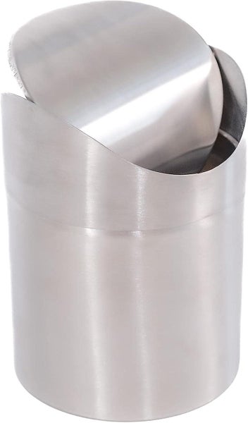 Mini Countertop Trash Can | Brushed Stainless Steel Swing Top Lid Trash Bin Carousel 2