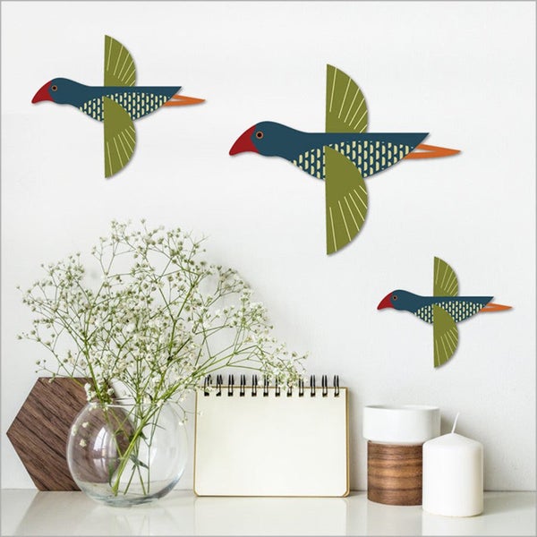 Folk Pukeko Bird Wall Set Carousel 1