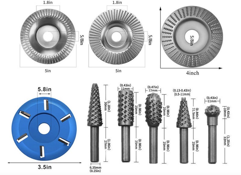 4PCS Wood Carving Disc Set+5PCS Rotary Burr Rasp Set Carousel 7