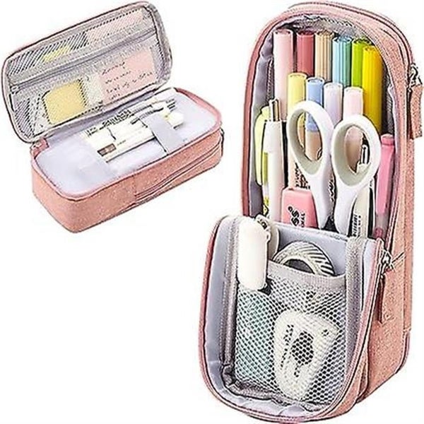 pink Pencil Case Large Capacity Vertical Pencil Bag Stationery Storage Bag L Carousel 1