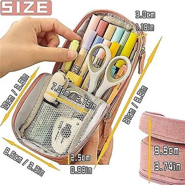 pink Pencil Case Large Capacity Vertical Pencil Bag Stationery Storage Bag L Carousel 2