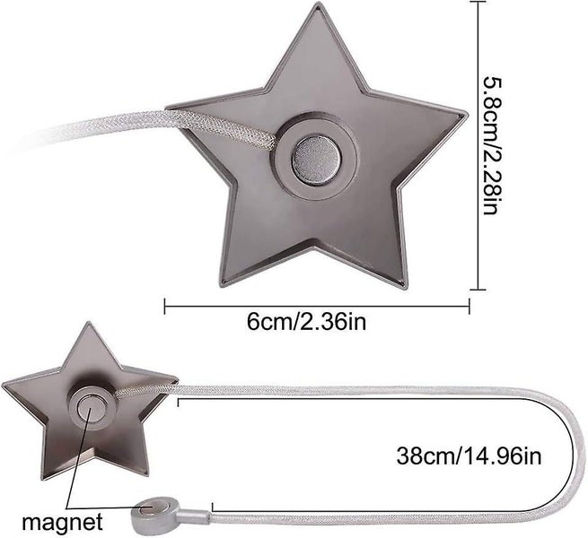 2pc Star Magnetic Curtain Puller silver Curtain Puller Curtain Clips Cord P Carousel 5