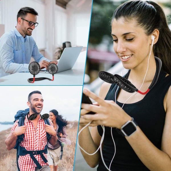 Neck Fan Portable Fan Usb Mini Fan Portable Rechargeable Neck Fan 3 Speeds Carousel 2