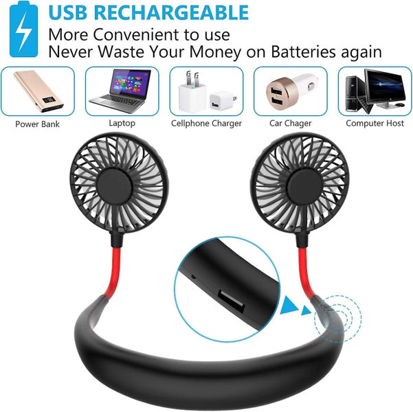 Neck Fan Portable Fan Usb Mini Fan Portable Rechargeable Neck Fan 3 Speeds Carousel 5