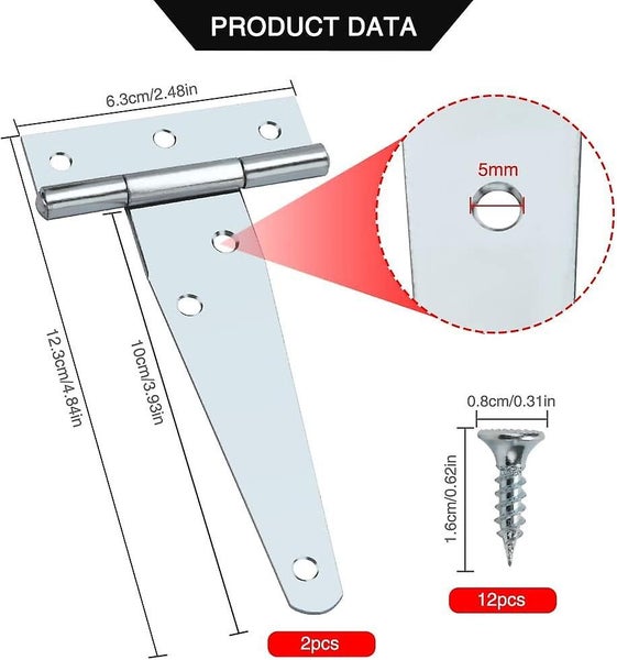8 Pieces 4 Inch Heavy Duty T-hinges Heavy-duty T-strap Hinges With 48 Screws Carousel 2