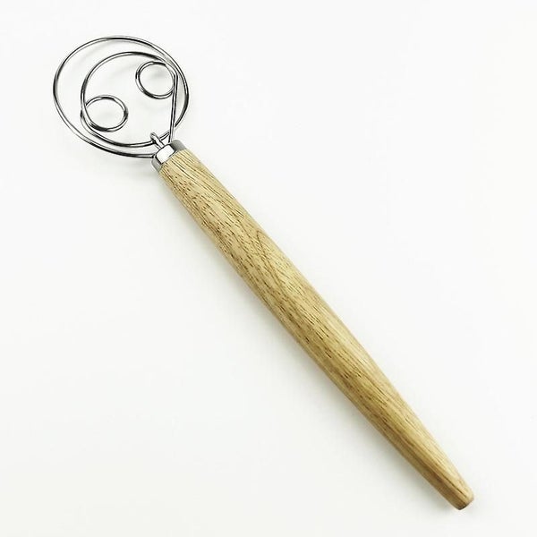 Bread Dough Whisk Professional Danish Dough Mixer Egg Beater Wooden Handle Bre Carousel 1