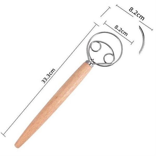 Bread Dough Whisk Professional Danish Dough Mixer Egg Beater Wooden Handle Bre Carousel 5