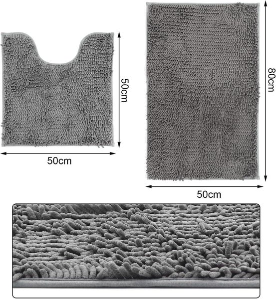 2 Piece Bath Mat Setpedestal Setnon-slip Bathroom Matwater Absorbentbathtu Carousel 2
