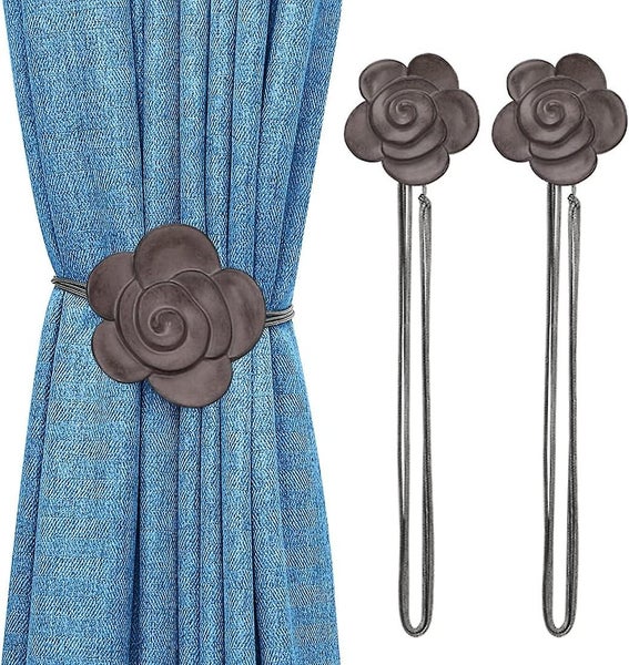 Brown-camellia Shape Magnetic Curtain Tieback 1 Pair Magnetic Curtain Buckle Carousel 1
