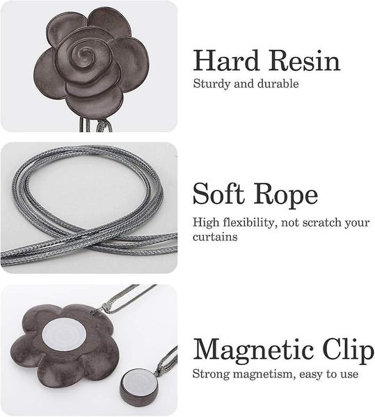 Brown-camellia Shape Magnetic Curtain Tieback 1 Pair Magnetic Curtain Buckle Carousel 2