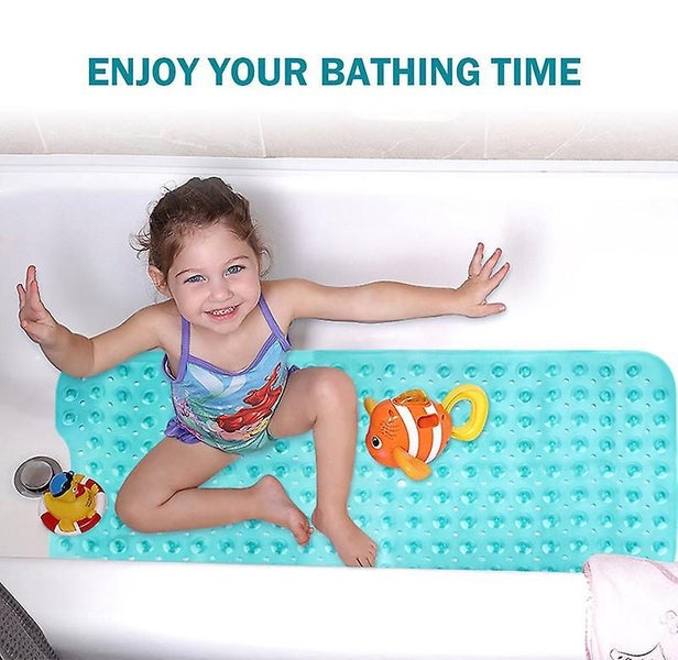 Blue Extra Long Bath Mat With Strong Suction Cups Non-slip Bath Mat Pvc Materi Carousel 2