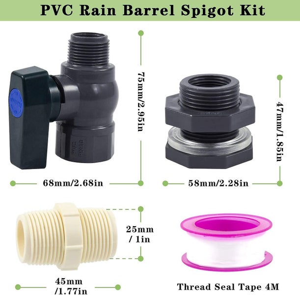 Pvc Rain Garden Barrel Faucet Barrel Faucet Kit Hose Adapter For Aquariums And Carousel 2